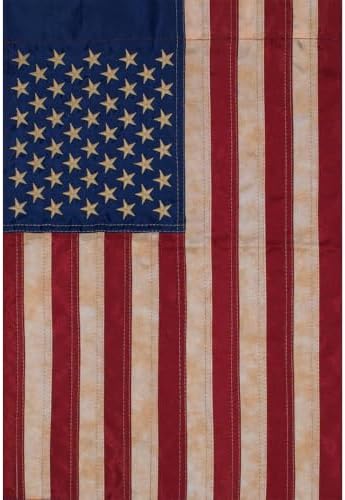 American Flag tea Stained Applique Garden Flag 12.5" x 18"