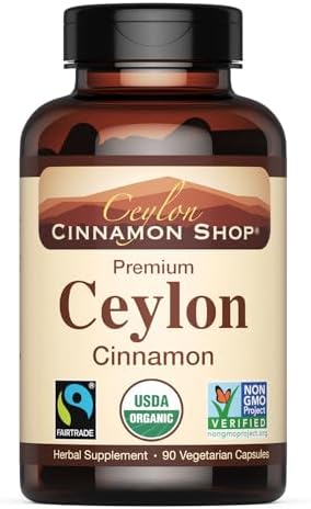 Organic Ceylon Cinnamon Capsules, USDA Certified Supplement - 90 Count | Premium Grade, True Sri Lankan Variety, Cinnamomum Verum, All-Natural, Non-GMO, Gluten Free, Made in the USA (GMP)