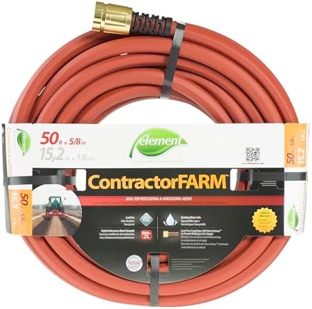 Element ContractorFARM Heavy Duty Watering Hose, 100' Length, 3/4" Diameter, 400+ PSI, Red