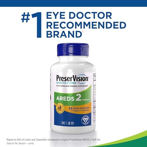 PreserVision AREDS 2 Eye Vitamins, #1 Eye Doctor Recommended Brand, Lutein and Zeaxanthin Supplement with Vitamin C, Vitamin E, Zinc, and Copper, 120 Softgels (Minigels)