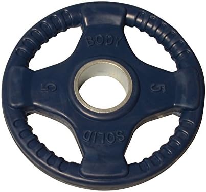 Body-Solid Quad Grip Design Rubber Plate - Olympic Weight Plates with Rubber Coating for Weight Lifting and Strength Training