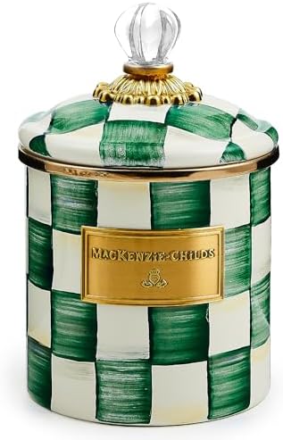 MACKENZIE-CHILDS Enamel Canister, Small, Black-and-White Courtly Check
