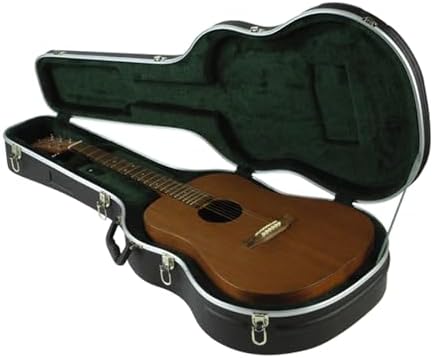 SKB Hardshell Travel Case for Dreadnought Acoustic Guitars, Molded In Bumpers for Protection, Plush Lined Interior and Latches