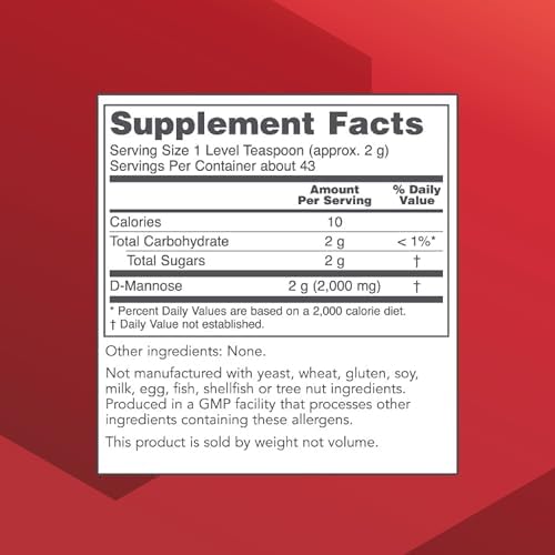 PROTOCOL FOR LIFE BALANCE D-Mannose Powder - 2g per Serving - Bladder Cleanse - Support Health Urinary Tract - for Men & Women - Kosher & Non-GMO