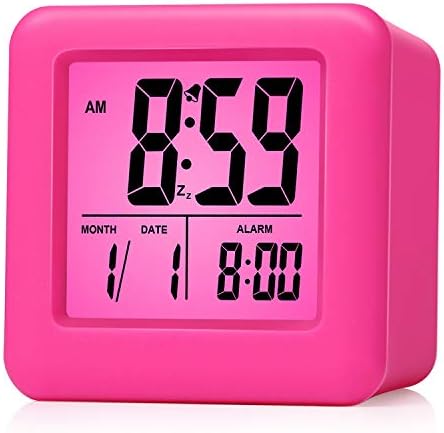 Plumeet Digital Alarm Clock Kids Clock with Snooze and White Nightlight - Easy Setting Travel Alarm Clocks Display Time, Date