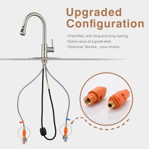 RULIA Kitchen Faucet, Pull-Down Sink Faucet with 3 Functions Sprayer, Kitchen Sink Faucet, PB1020
