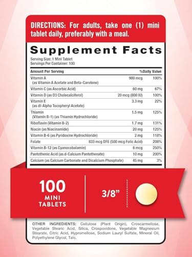 One Daily Womens and Men's Essential Multivitamin | 100 Mini Tablets | Non-GMO & Gluten Free | By Nature's Truth