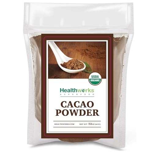 Healthworks Superfoods Organic Cacao Powder 1 lb Unsweetened Vegan Non-GMO | Organic, Unsweetened, Antioxidant, Magnesium, Non-GMO, Vegan, Keto, For Baking, For Smoothies, For Hot Chocolate, Paleo