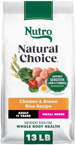 Nutro Natural Choice Small Breed Dry Dog Food, Chicken & Rice, 5 lb | Non-GMO, Real chicken #1 ingredient, no corn, wheat, soy, Omega-3 & 6 for soft shiny coat, supports energy, bones & muscles