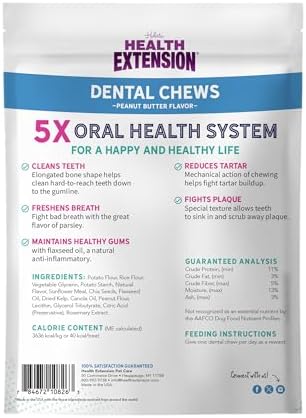 Health Extension Probiotic Dental Bones for Dogs, 14 Small Bones, Cleans Teeth, Healthy Gums, Freshens Breath, Training or Reward, 6 oz Bag (Pack of 1)