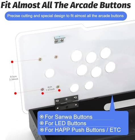Sturdy DIY Arcade Console Kit - Metal Base and Acrylic Panel, 2 Player Video Game Machine Case, Supports 8 Buttons Each