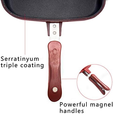 Square Double Sided Frying Pan, Kitchen Non-stick Baking Pancake Pan Omelette Trays, Indoor/Outdoor Camping Sandwich Toaster Grill, Cooks Toasties