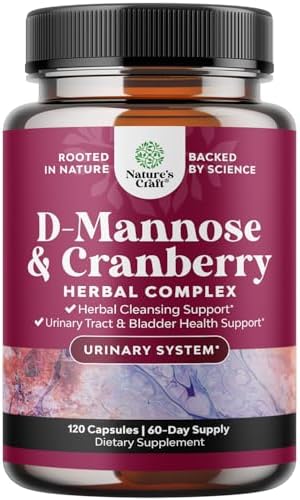D Mannose with Cranberry Supplement - Potent D Mannose 1000mg Capsules for Kidney Defense Support & Cleanse and Urinary Tract Health for Women & Men