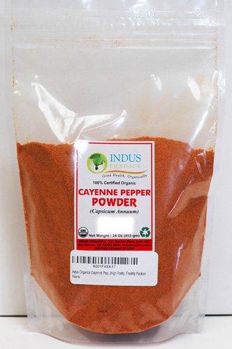 Indus Organics Cayenne Pepper Powder (40,000 SHU), 1 Lb Bag, Steam Sterilized, Premium Grade, High Purity, Freshly Packed