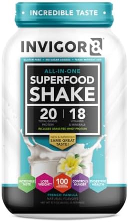 Superfood Grass Fed Whey Protein Isolate Shake Chocolate Brownie Gluten-Free and Non GMO Meal Replacement with Probiotics and Omega 3 (645g)