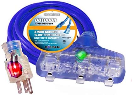 12/3 10 ft Extension Cord 3 Prong Grounded Plug 12 Gauge Extension Cord 10 ft Lighted Indoor Outdoor SJTW Heavy Duty 12 Gauge 10 feet Extension