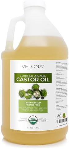 velona USDA Organic Castor Oil - 64 fl oz, Cold Pressed, USP Grade