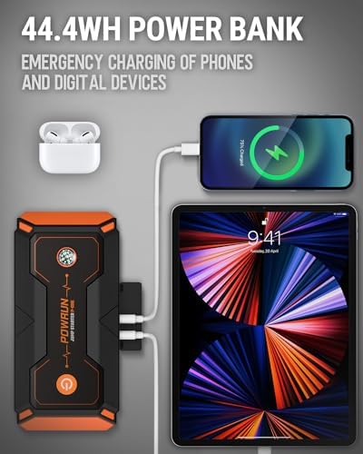 Powrun P-ONE Jump Starter, 2000A Portable Jump Box - Car Jump Starter Battery Pack for up to 8.0L Gas and 6.5L Diesel Engines