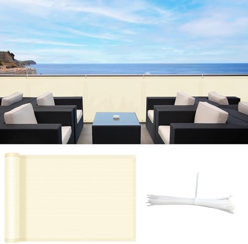 SUNLAX 3'x10' Black Balcony Privacy Screen Fence Windscreen 90% UV Block