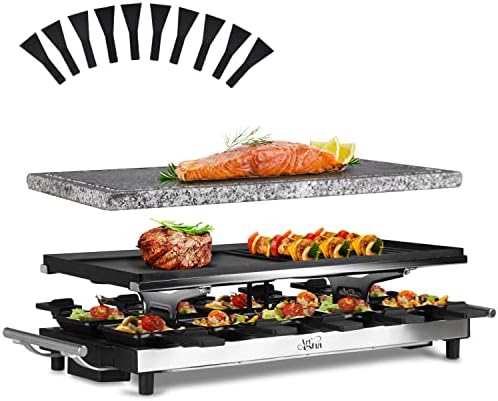 Artestia 1500W Large Size Raclette Cheese Grill | Adjustable Temperature Korean BBQ Grill, Cheese Raclette with Grill Stone for Parties Family