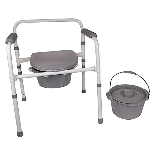 Homecraft Steel Commode, Portable Toilet, Metal Toilet Bowl and Bucket for Bedside Bathroom Use