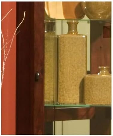 Pulaski Furniture Wood Framed 4 Shelf Corner Curio Cabinet in Cherry Brown