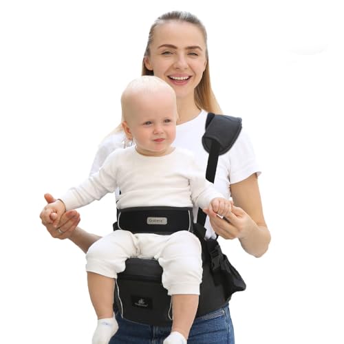 Baby Hip Seat Carrier Baby Waist Stool for Child Infant Toddler with Adjustable Strap Buckle Pocket Soft Inner Huge Storage (Dark Grey)