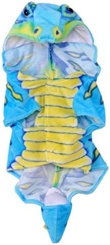 Blue Dino Hoodie for Pet, Medium, Multicolor
