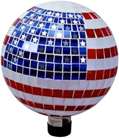 Very Cool Stuff Patriotic Tile Gazing Globe, 10 inches - Handcrafted Mosaic Glass Décor for Garden, Patio & Home