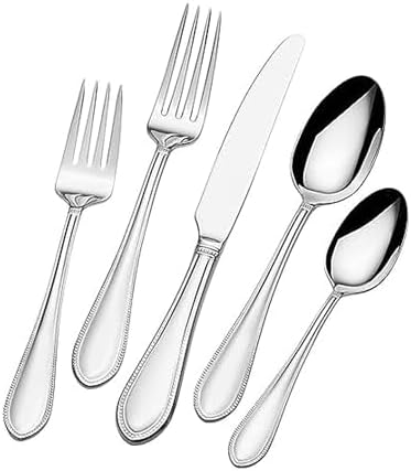 Mikasa, Virtuoso Frost Flatware Service for 12, 65 Piece Set, 18/10 Stainless Steel, Silverware Set with Serving Utensils