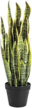Artificial Snake Plant 26 inches Fake Sansevieria Artificial Potted Plants for Indoor and Outdoor, Home, Office Decoration
