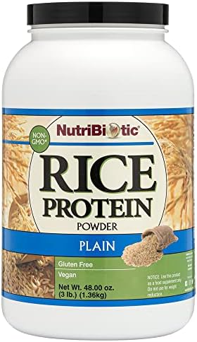 NutriBiotic Plain Rice Protein, 3 Lb (1.36kg) | Low Carb, Vegan & Raw Protein Powder | Grown and Processed Without Chemicals