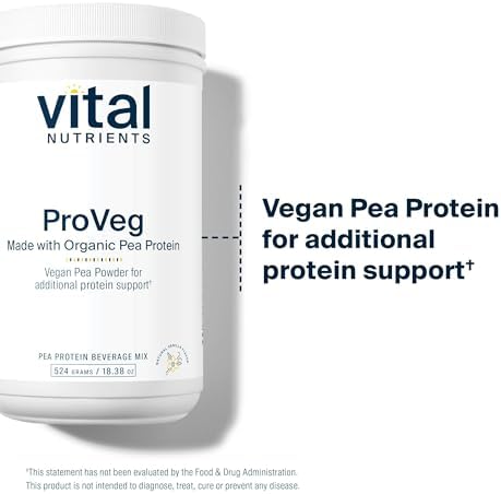 Vital Nutrients ProVeg Organic Pea Protein 524g - Vegan Pea Protein Powder - 23g Protein per Serving - Natural Vanilla Flavor - Gluten, Dairy