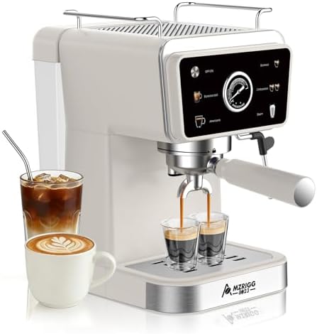 MZRIGG 8023 20 Bar Semi-Automatic Espresso Machine, 1350W Fast Heating Coffee Maker with Milk Frother Steam Wand