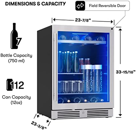 Zephyr Presrv 15 Inch Slim Wine Fridge Beverage Refrigerator Under Counter
