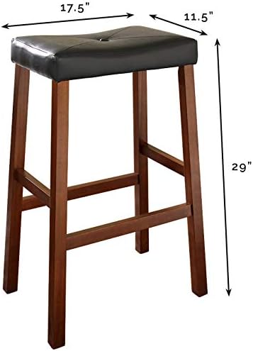 Crosley Furniture Upholstered Saddle Seat Counter Height Bar Stools Set of 2, Black, 24-inch