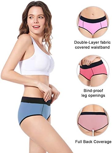 Molasus Women's Soft Cotton Briefs Ladies Mid-High Waisted Full Coverage Panties (Regular & Plus Size)