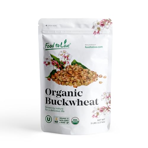 Food to Live Organic Buckwheat Groats, 15 Pounds – Whole Grain Buckwheat Seeds by Food to Live. Hulled, Non-GMO, Kosher, Raw, Vegan, Sirtfood. Bulk Cereal Grain
