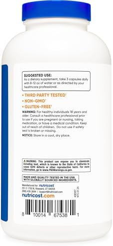 Nutricost Psyllium Husk 1500mg, 500 Capsules, Gluten Free, GMO-Free