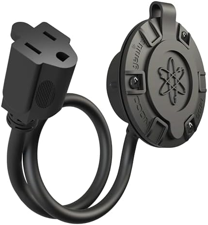 NOCO GCP1 15A AC Port Plug, 125V Power Inlet Socket, and Waterproof Electrical Outlet Receptacle Box with 16-Inch Integrated Outdoor Extension Cord