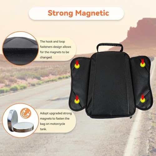 Dracarys Motorcycle Tank Bag - Oxford Saddle Black Motorbike Bag - Strong Magnetic Bag for Honda Yamaha Suzuki Kawasaki Harley