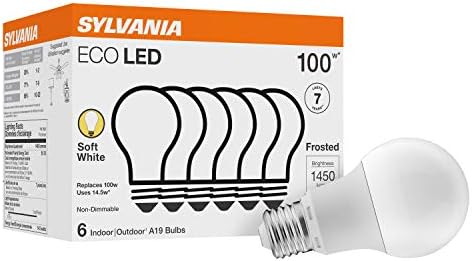 Sylvania ECO LED Light Bulb, A19, 100W Equivalent, Efficient 14.5W, 7 Year, 1450 Lumens, Frosted, 5000K, Daylight - 6 Pack (40884)