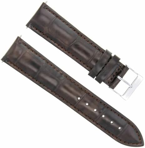 Ewatchparts 19mm Dark Brown Leather Watch Band Replacement Watch Strap Silver Buckle Compatible With Invicta Pro Diver Russian