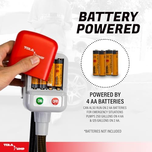 TERA PUMP Next Gen Garage Gas Can Pump with Auto-Stop | No Heavy Gas Can Lifting, 39" Strong Vinyl Hose, Flexible Intake Hose, Universal Adapter