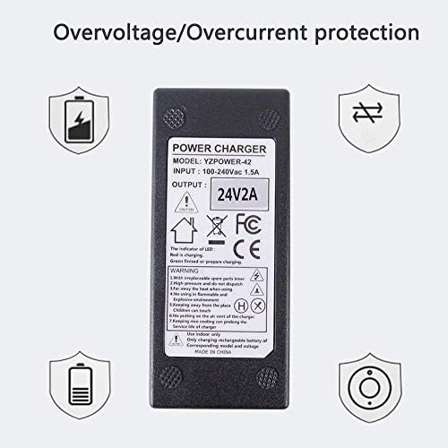 24V 2A Battery Charger with XLR Connector for Ezip Mountain Trailz S400 S500, Jazzy, Pride, S300 S350 S650, Ezip 400 500 650 750 900 Mountain Trailz