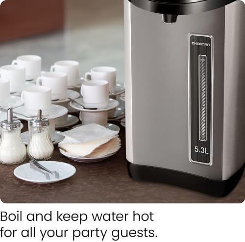 Chefman Electric Hot Water Pot Urn w/Auto & Manual Dispense Buttons, Safety Lock, Instant Heating for Coffee & Tea, Auto-Shutoff & Boil Dry Protection