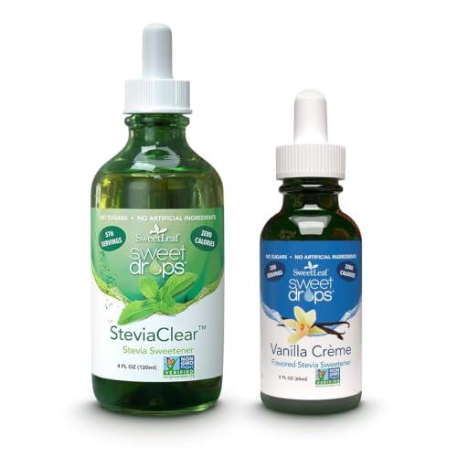 SweetLeaf Stevia Drops Liquid Sweetener, SteviaClear - 4 Fl Oz, Pack of 2 | Unflavored Sweet Drops, Organic Stevia Leaf Extract, Zero Calorie, No Erythritol, Sugar Substitute, With Dropper