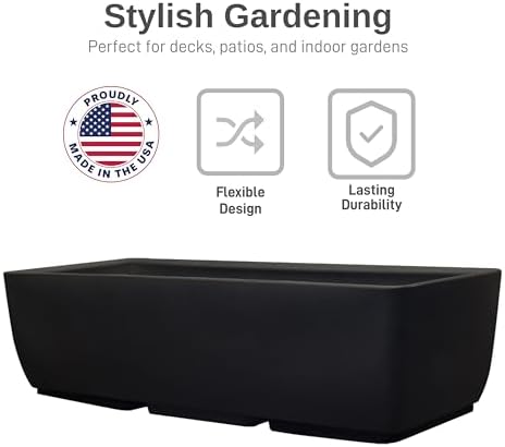 RTS Home Accents 30" Urban Rectangular Garden Planter, Graphite - Stylish, Durable, and Weather-Resistant Planter for Outdoor Gardens, Patios, and Urban Spaces