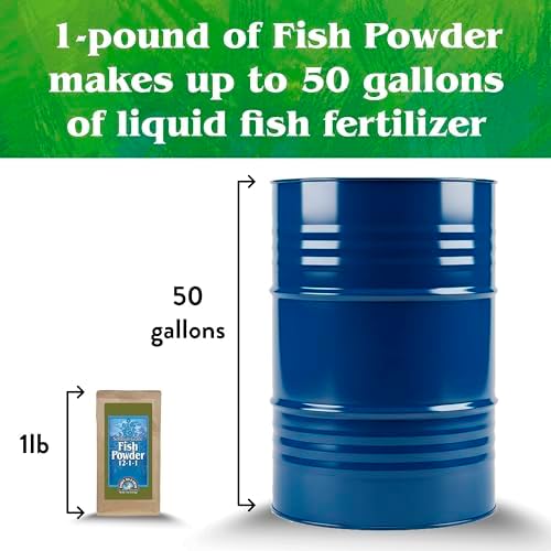 Down To Earth All Natural Fertilizers Solution Grade Fish Powder - 1 lb | Organic Water Soluble Nitrogen, Makes up to 50 Gallons of Liquid Fish Fertilizer for Soil or Foliar Spray 12-1-1