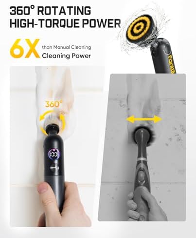 Fanttik Flip G10 Nano HomeCare Electric Spin Scrubber, Tile Grout Brush | 360° High-Torque Rotation, 2-Speed & 3-Angle